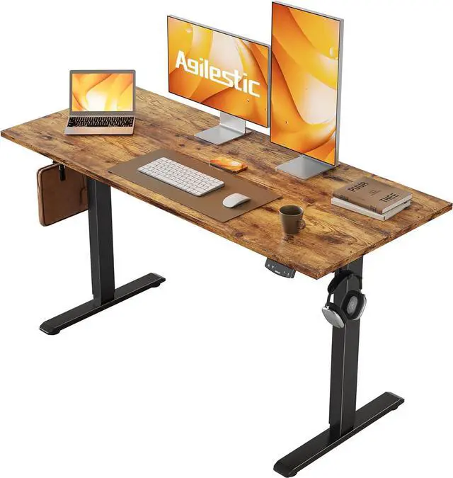 Main image of Agilestic Electric Standing Desk, 48 x 24 Inches Height Adjustable Desk, Sit Stand up for Work Office Home, Ergonomic Rising Computer Table with Memory Preset, Rustic Brown