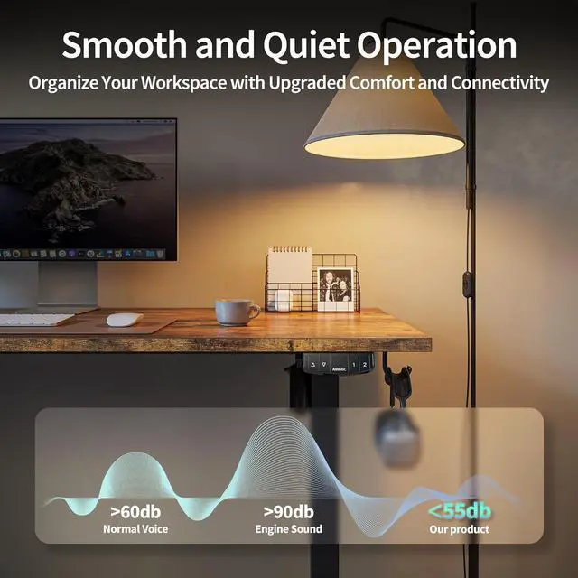 Alt view image 7 of 7 - Agilestic Electric Standing Desk, 48 x 24 Inches Height Adjustable Desk, Sit Stand up for Work Office Home, Ergonomic Rising Computer Table with Memory Preset, Rustic Brown