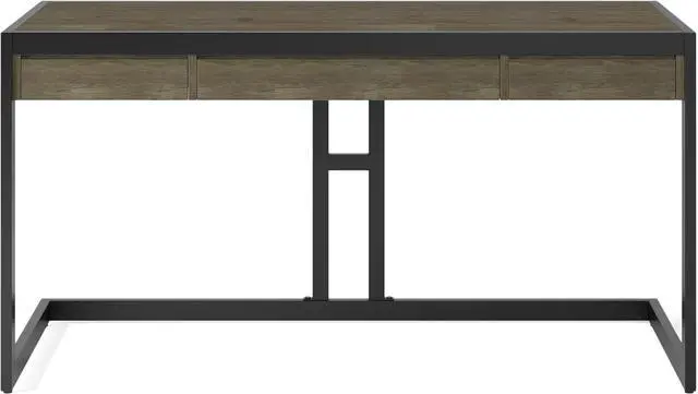 Alt view image 5 of 7 - SIMPLIHOME Erina SOLID ACACIA WOOD Industrial 60 inch Wide Writing Office Desk in Distressed Grey for the Office Desk, Writing Table, Workstation and Study Table