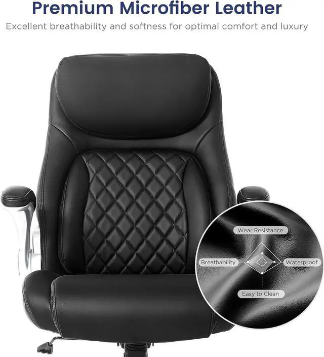 Alt view image 6 of 7 - Nouhaus Ergonomic Office Chair Premium Microfiber Leather Adjustable Lumbar Support & Armrests, High Back Comfy Desk Gaming Chairs Executive Computer Swivel Chair Tilt Function(Posture,Black)