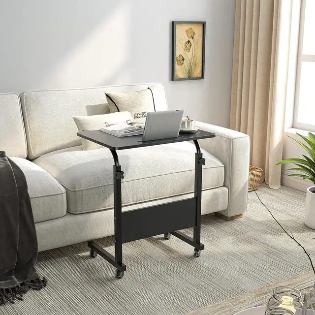 Alt view image 4 of 7 - SogesHome 23.6'' Portable Computer Desk - Adjustable Standing Desk with Tablet Slot, Laptop Cart, and Mobile Bed Table, Black