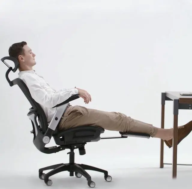Alt view image 2 of 7 - COLAMY Executive Mesh Office Chair with Footrest, Ergonomic Chair High Back with Adjustable Lumbar Support, Computer Desk Chair for Office/Work-Black