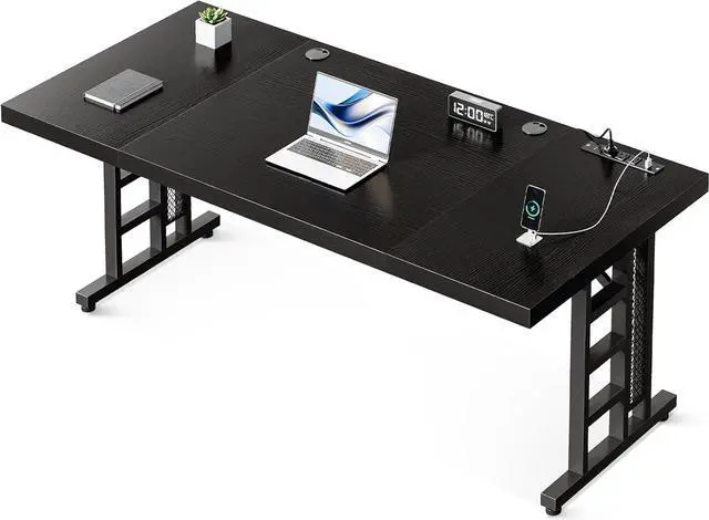 Main image of Coleshome 71 Inch Executive Desk with USB Ports, Computer Office Desk, Large Mordern Writing Table, Workstation Business Furniture for Home Office, Black