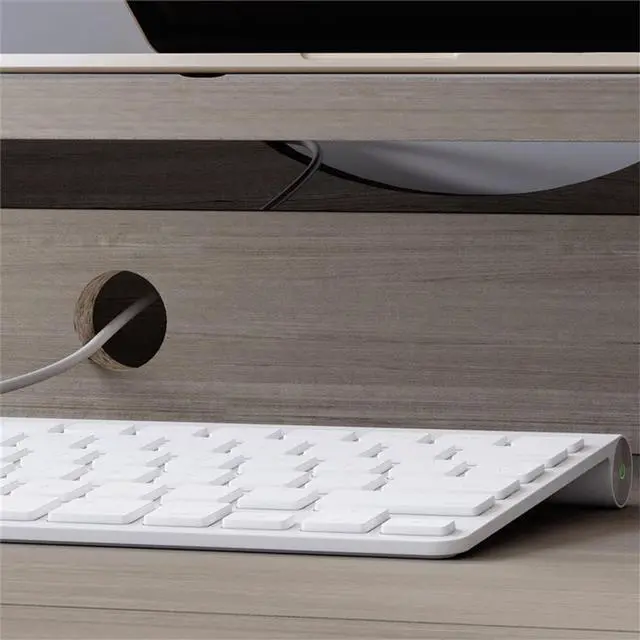 Alt view image 7 of 7 - Sauder Beginnings Computer Desk with Drawers, Large Surface and Storage, Home Office Desk - Silver Sycamore Finish