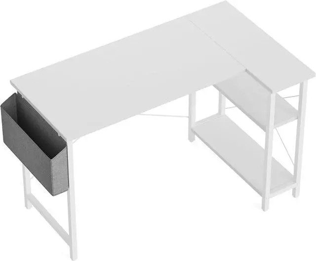 Main image of Cubiker L Shaped Desk, 40" Computer Desk with Reversible Storage Shelves Home Office Corner Desk Study Writing Gaming Table, White