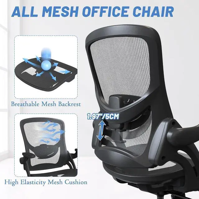 Alt view image 4 of 6 - Modern Ergonomic Mesh Home Office Computer Desk Chair with Wheels and Height Adjustable Lumbar Support for Adult Student