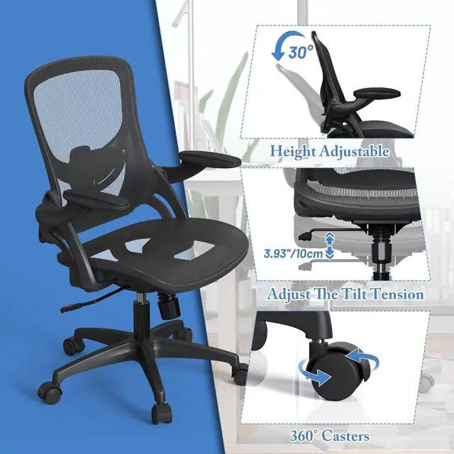 Alt view image 5 of 6 - Modern Ergonomic Mesh Home Office Computer Desk Chair with Wheels and Height Adjustable Lumbar Support for Adult Student