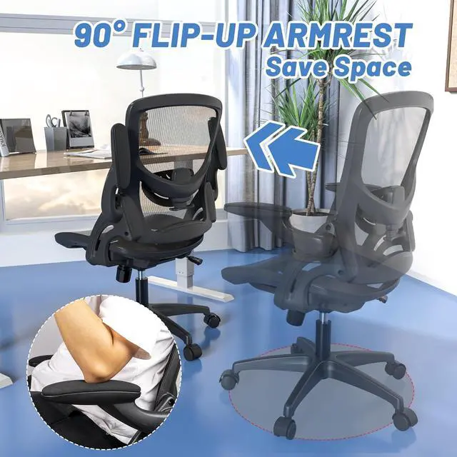 Alt view image 6 of 6 - Modern Ergonomic Mesh Home Office Computer Desk Chair with Wheels and Height Adjustable Lumbar Support for Adult Student