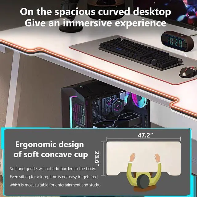 Alt view image 2 of 5 - Gaming Desk Computer Writing Table Student Art Modren Simple Style PC Wood Suitable for Home, Office