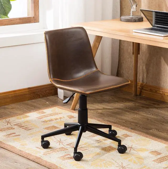 Main image of Roundhill Furniture Cesena Faux Leather 360 Swivel Air Lift Office Chair, Brown