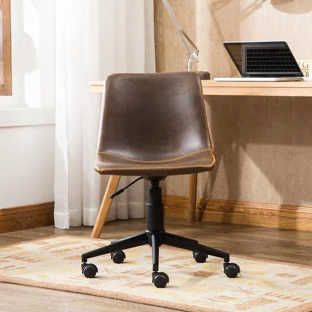 Alt view image 2 of 7 - Roundhill Furniture Cesena Faux Leather 360 Swivel Air Lift Office Chair, Brown