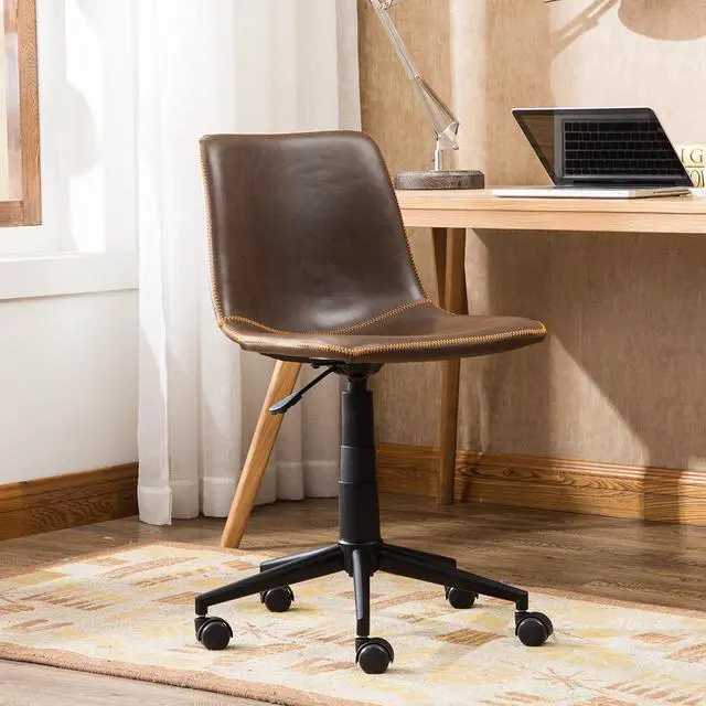 Alt view image 3 of 7 - Roundhill Furniture Cesena Faux Leather 360 Swivel Air Lift Office Chair, Brown