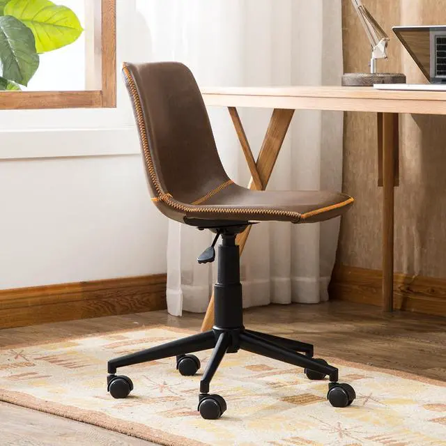 Alt view image 4 of 7 - Roundhill Furniture Cesena Faux Leather 360 Swivel Air Lift Office Chair, Brown