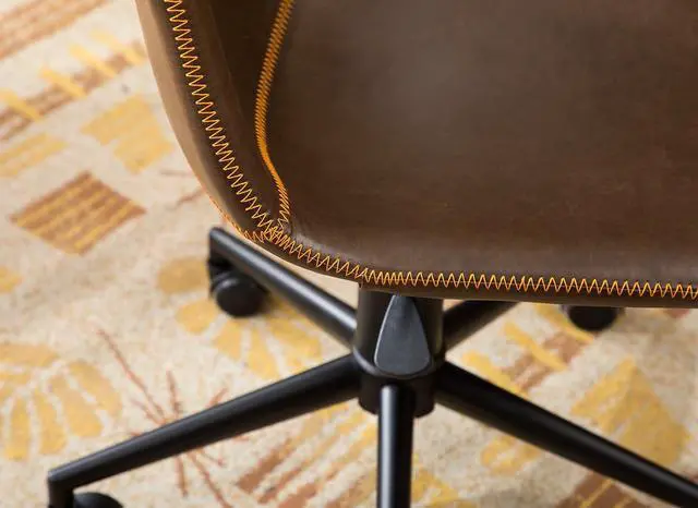 Alt view image 7 of 7 - Roundhill Furniture Cesena Faux Leather 360 Swivel Air Lift Office Chair, Brown