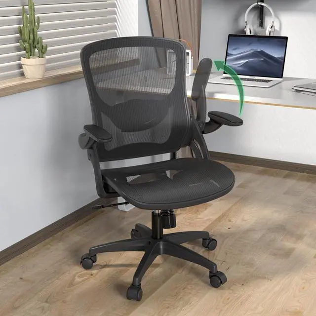 Main image of Ergonomic Comfy Mesh Home Office Computer Desk Chair with Height Adjustable Lumbar Support with Flip up Arms for Adult