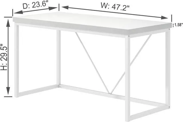Alt view image 2 of 7 - EXCEFUR White Computer Desk, Modern Home Office Desk, Small Wood Study Writing Table Workstation for Bedroom Living Room, 47 inch