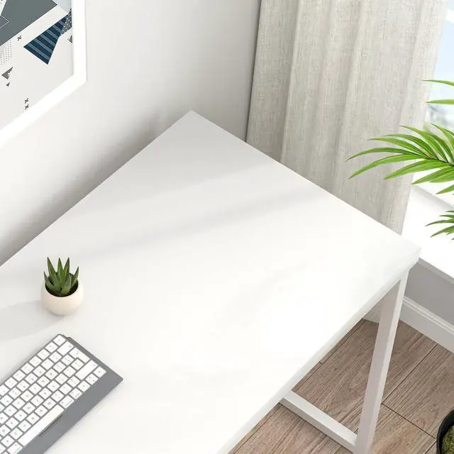 Alt view image 4 of 7 - EXCEFUR White Computer Desk, Modern Home Office Desk, Small Wood Study Writing Table Workstation for Bedroom Living Room, 47 inch