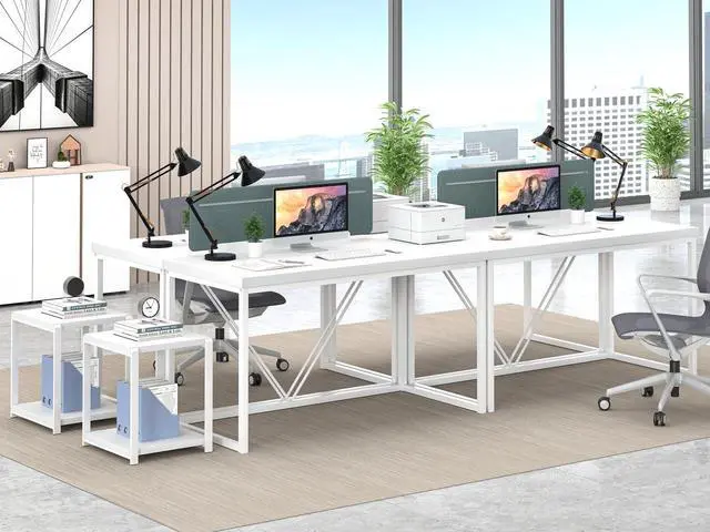 Alt view image 5 of 7 - EXCEFUR White Computer Desk, Modern Home Office Desk, Small Wood Study Writing Table Workstation for Bedroom Living Room, 47 inch