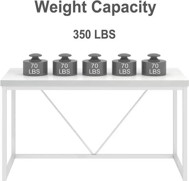 Alt view image 6 of 7 - EXCEFUR White Computer Desk, Modern Home Office Desk, Small Wood Study Writing Table Workstation for Bedroom Living Room, 47 inch