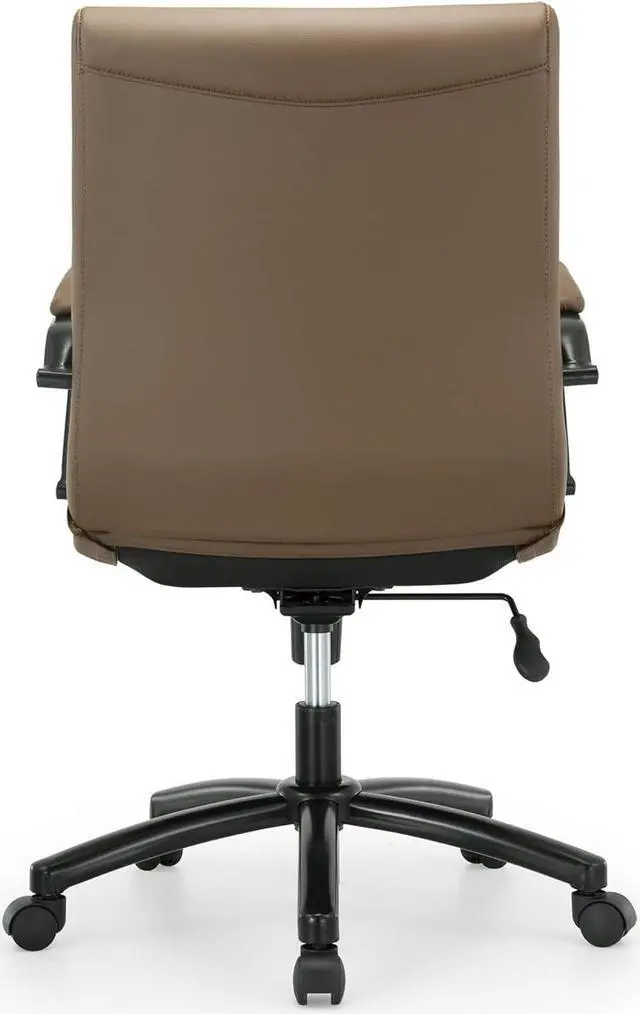 Alt view image 6 of 7 - Realspace® Modern Comfort Winsley Bonded Leather Mid-Back Manager Office Chair, Brown/Black, BIFMA Compliant