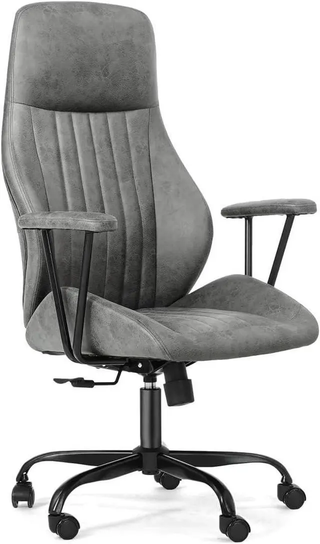 Main image of FEZIBO Office Computer Desk Chair, Ergonomic High-Back Mesh Rolling Work Swivel Task Chairs with Wheels, Comfortable Lumbar Support with Suede Fabric Skin-Friendly, Gray