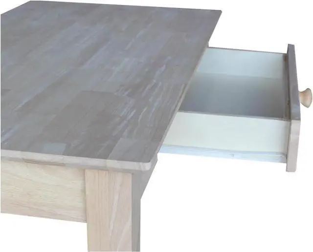 Alt view image 7 of 7 - International Concepts 30" H Writing Table With Drawer Home Reception School Desk/Office Furniture, Eco-Friendly/Solid/Sturdy Parawood, Paint/Stain It Your Way, Unfinished