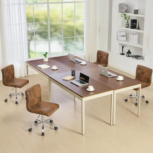 Alt view image 7 of 7 - VECELO PU Leather Mid-Back Armless Desk Chair Adjustable Height 360° Rolling Swivel for Home Office Work, Dark Brown
