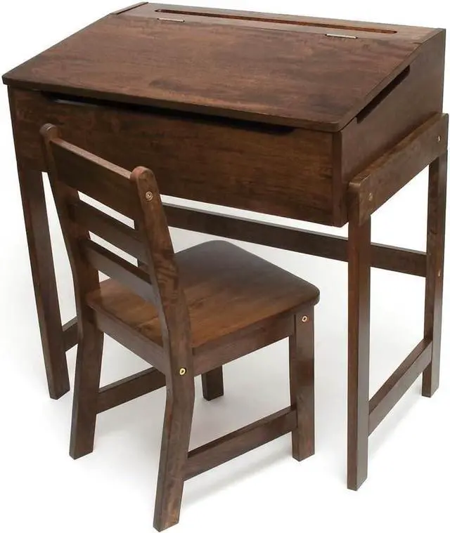 Main image of Lipper International Child's Slanted Top Desk & Chair, Walnut Finish, 25 1/2" x 16" x 26"