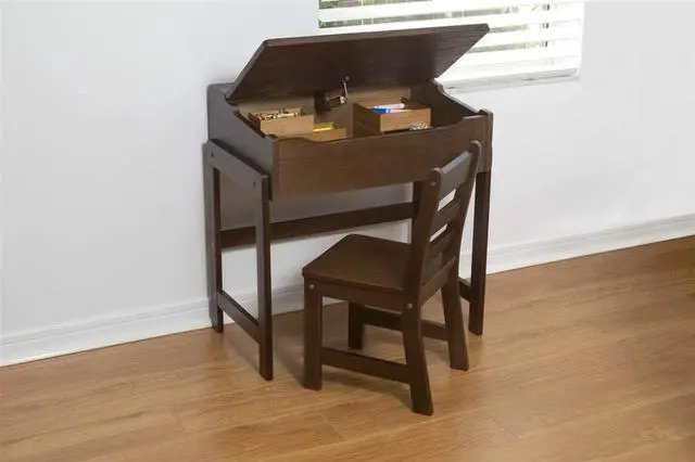 Alt view image 3 of 3 - Lipper International Child's Slanted Top Desk & Chair, Walnut Finish, 25 1/2" x 16" x 26"