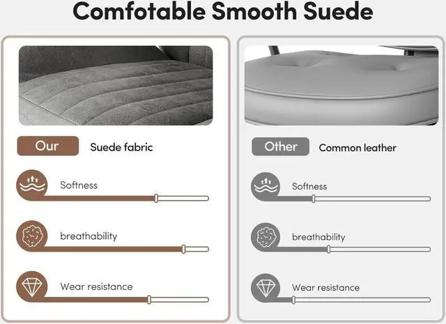 Alt view image 7 of 7 - FEZIBO Office Computer Desk Chair, Ergonomic High-Back Mesh Rolling Work Swivel Task Chairs with Wheels, Comfortable Lumbar Support with Suede Fabric Skin-Friendly, Gray