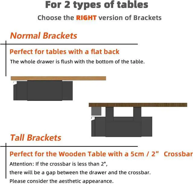Alt view image 4 of 7 - 1 Pack Under Desk Drawer 18", Pull-out Storage Organizer with Large Slide Extension Mounted Under Flat Wooden Table or Workbench, Black_Normal Version