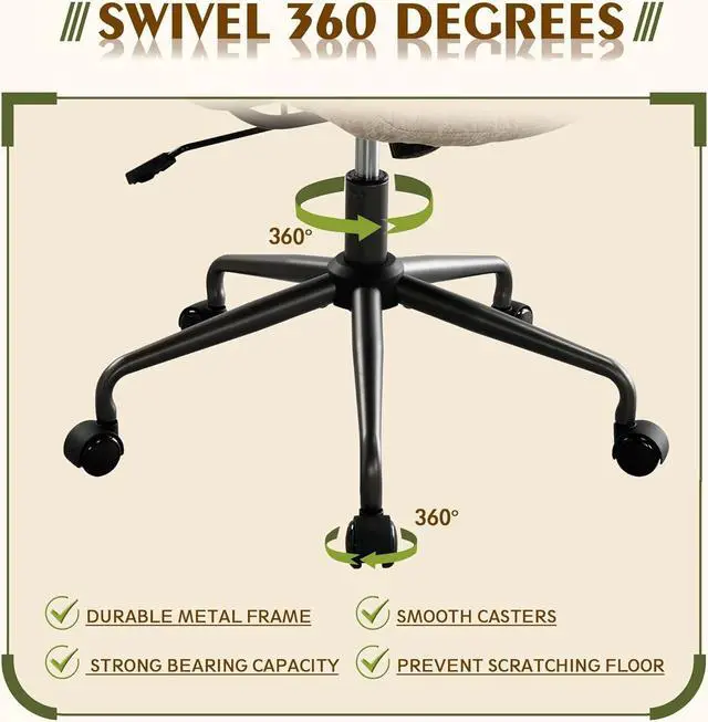 Alt view image 6 of 6 - High Back Office Chair,Modern Swivel Office Chair,Brown Suede Fabric Gaming Chair,Height Adjustable Home Office Desk Chair with Lumbar Support