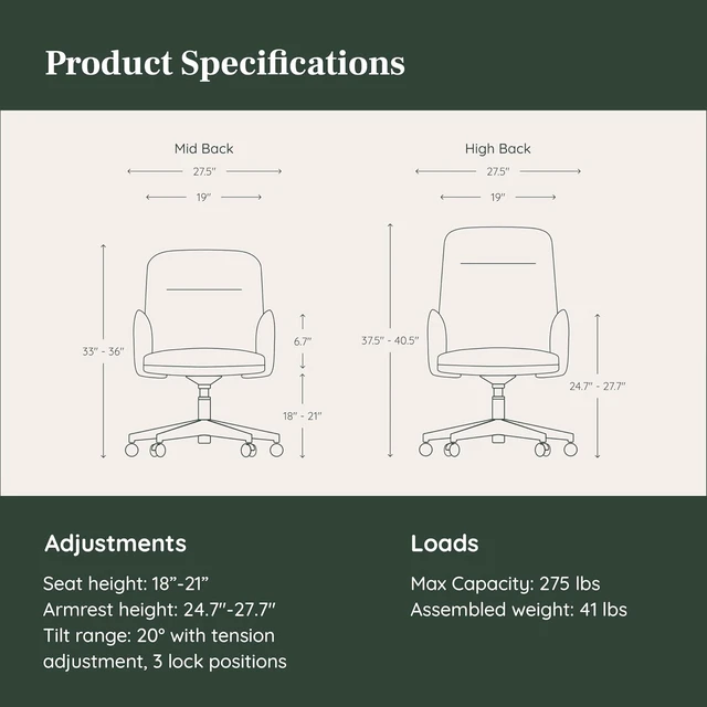 Alt view image 3 of 7 - Mid Century Modern Softside Office Chair