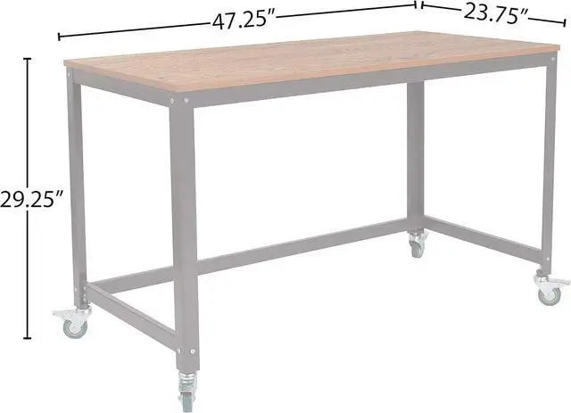 Alt view image 3 of 7 - Flash Furniture Livingston Collection Computer Table and Desk in Brown Oak Wood Grain Finish with Metal Wheels