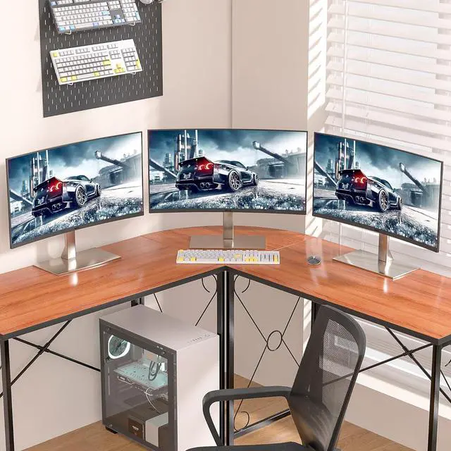 Alt view image 7 of 7 - VECELO 59"x59" L Shaped Desk for Computer Gaming Multi-Usage Long 2 Person Table for Home Office Sturdy Writing Workstation, Easy Assembly/Saving Space, Rustic Brown