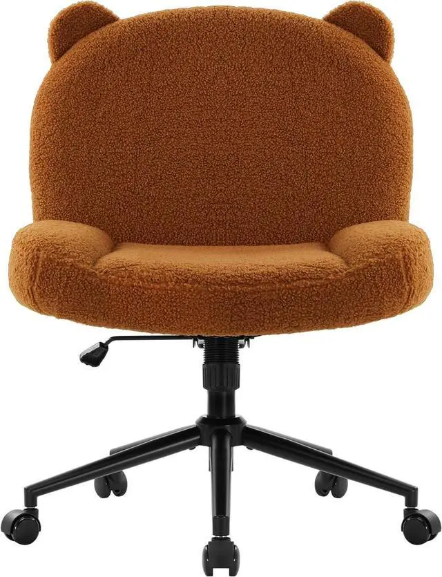 Main image of Armless Office Desk Chair with Wheels,Ergonomic Criss Cross Legged Computer Chair with Fabric Padded, Height Adjustable Wide Seat Vanity Chair,Mid Back Task Chair for Home, Bedroom (Brown)