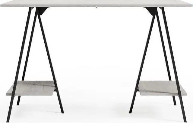 Alt view image 4 of 7 - Signature Design by Ashley Bayflynn Modern Home Office Desk or Drafting Table with Sawhorse Legs, White & Black
