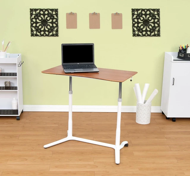 Alt view image 2 of 5 - Calico Designs 51231 Sierra Height Adjustable Desk, White/Cherry, 37.5 Inch