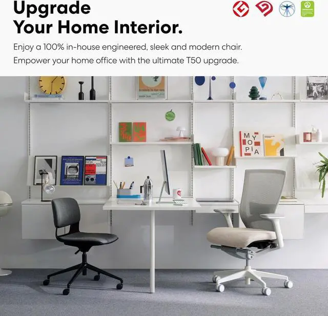 Alt view image 4 of 5 - SIDIZ T50 Ergonomic Home Office Chair : High Performance, Adjustable Headrest, 2-Way Lumbar Support, 3-Way Armrest, Forward Tilt, Adjustable Seat Depth, Ventilated Mesh Back, Cushion Seat (Beige)