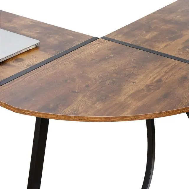 Alt view image 5 of 6 - SUPER DEAL L-Shaped Corner Desk Computer Gaming Desk - 58 Inch Modern Home PC Table Office Writing Workstation, Rustic Brown