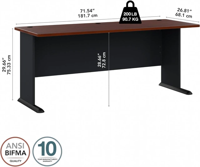 Alt view image 3 of 7 - Bush Furniture Series A Desk, Large Workstation for Home or Professional Workspace, Desktop Solution for Office Use, 72W, Hansen Cherry