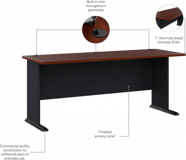 Alt view image 5 of 7 - Bush Furniture Series A Desk, Large Workstation for Home or Professional Workspace, Desktop Solution for Office Use, 72W, Hansen Cherry