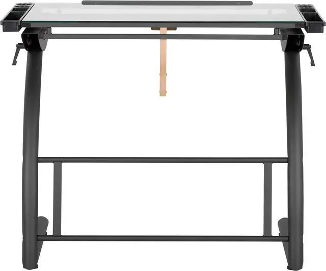 Alt view image 4 of 7 - SD Studio Designs Triflex Drawing Table, Sit to Stand Up Adjustable Office Home Computer Desk, 35.25" W X 23.5" D, Charcoal Black/Clear Glass