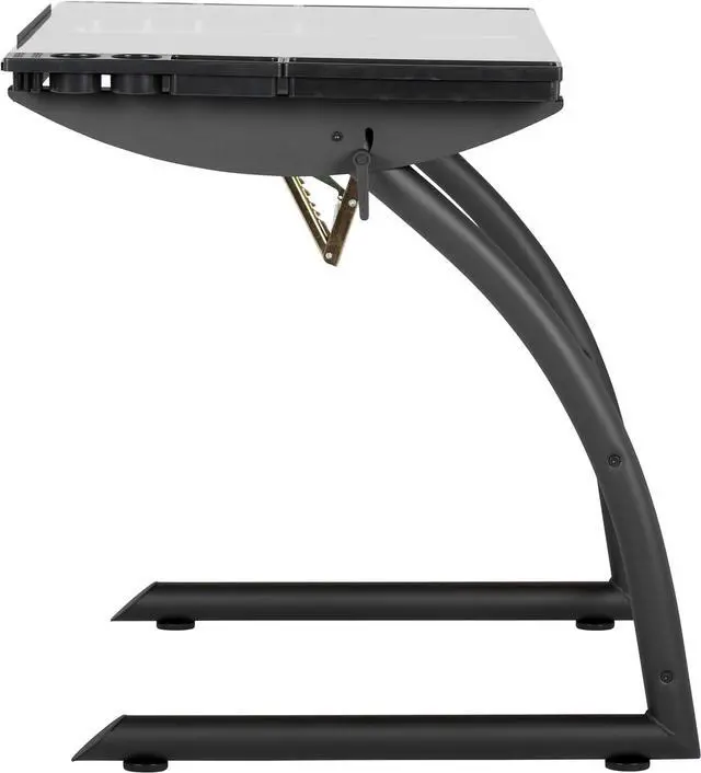 Alt view image 5 of 7 - SD Studio Designs Triflex Drawing Table, Sit to Stand Up Adjustable Office Home Computer Desk, 35.25" W X 23.5" D, Charcoal Black/Clear Glass
