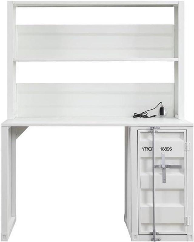 Main image of Acme Cargo Metal Desk and Hutch with Shelf in White