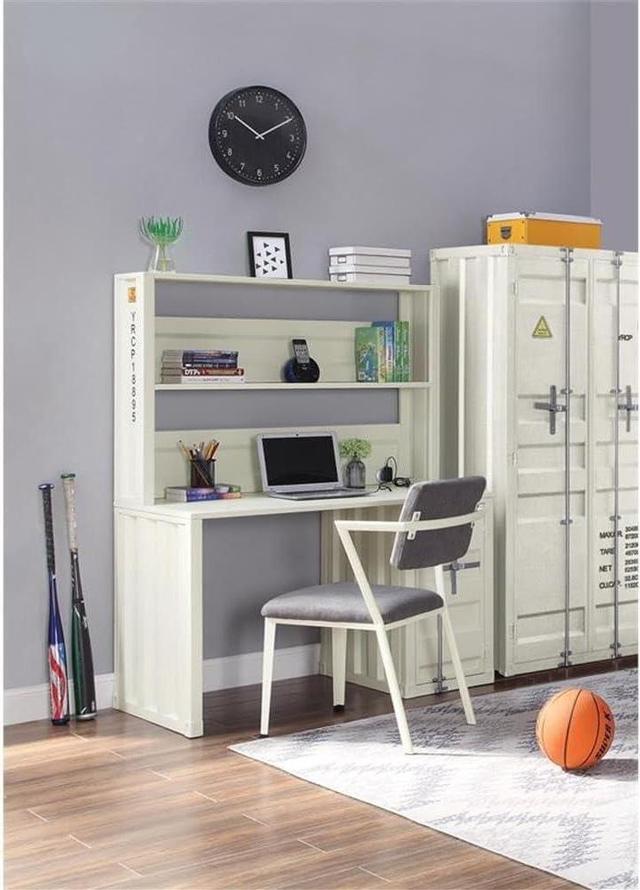 Alt view image 2 of 7 - Acme Cargo Metal Desk and Hutch with Shelf in White