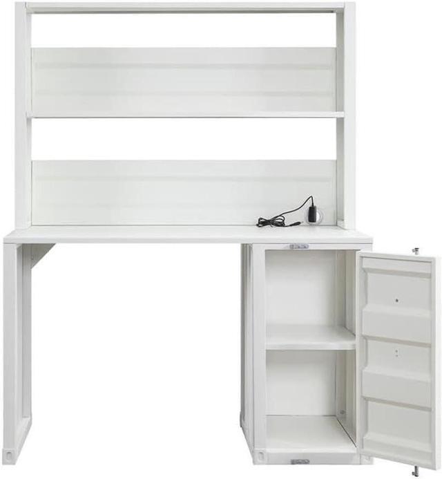 Alt view image 6 of 7 - Acme Cargo Metal Desk and Hutch with Shelf in White