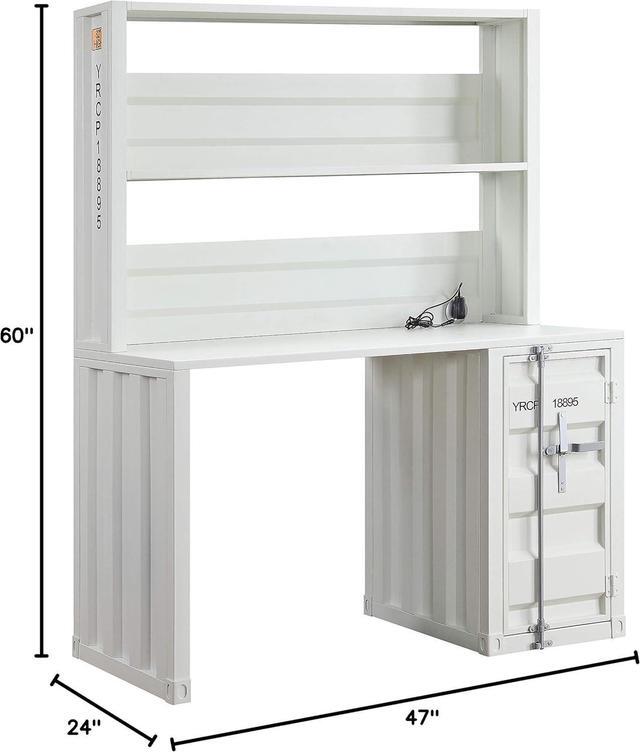 Alt view image 3 of 7 - Acme Cargo Metal Desk and Hutch with Shelf in White