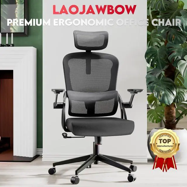 Alt view image 7 of 7 - Ergonomic Office Chair - 400LB Comfy Desk Chairs with Headrest and Lumbar Back Support, Heavy Duty Mesh Computer Chairs with Wheels and Arms for Home Office, Study, Bedroom and Dorm (03black)