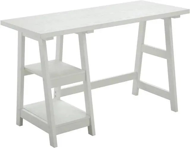 Main image of Convenience Concepts Designs2Go Trestle Desk with Shelves, White